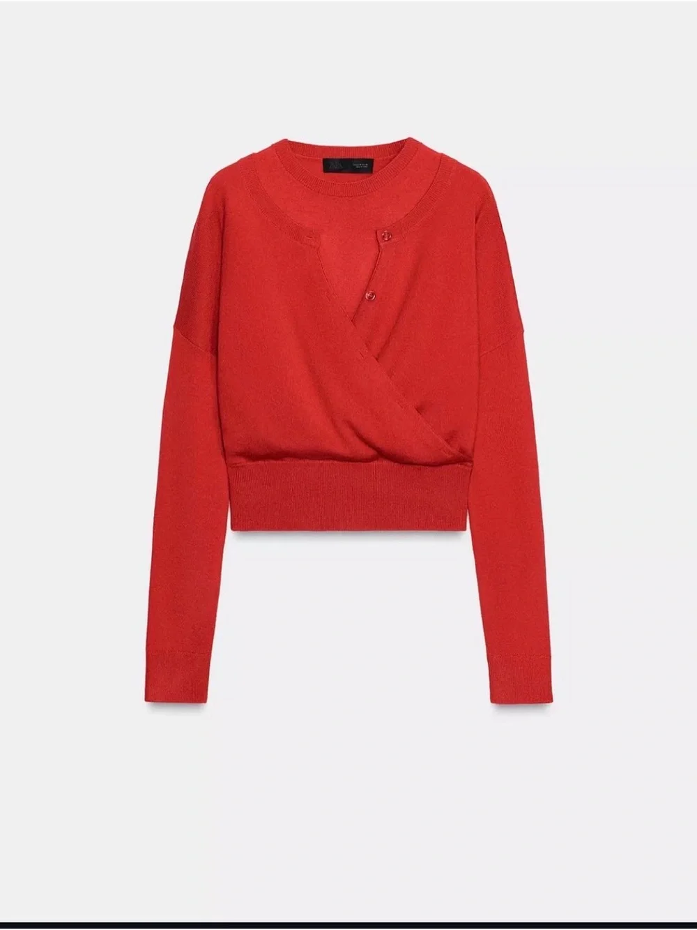 Zara Red Cropped Crewneck Sweater - Women's Top
